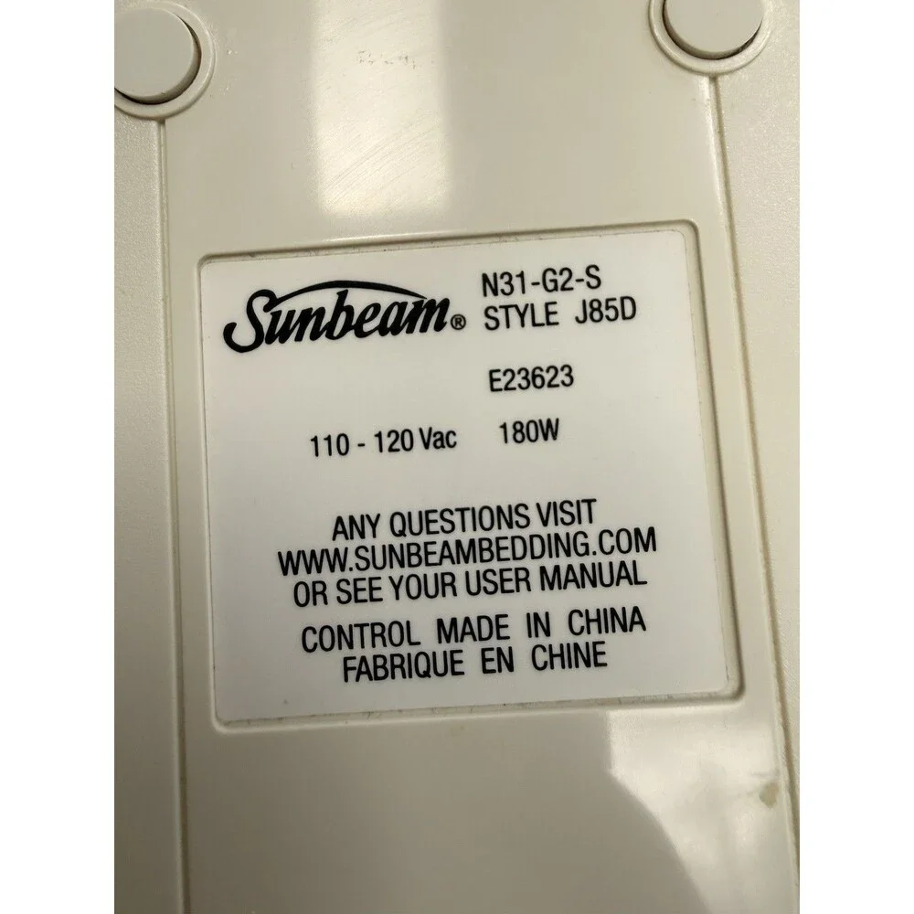 Sunbeam N31-G2-S Style J85D Electric Blanket Heat Control 3 Prong E23623 Works